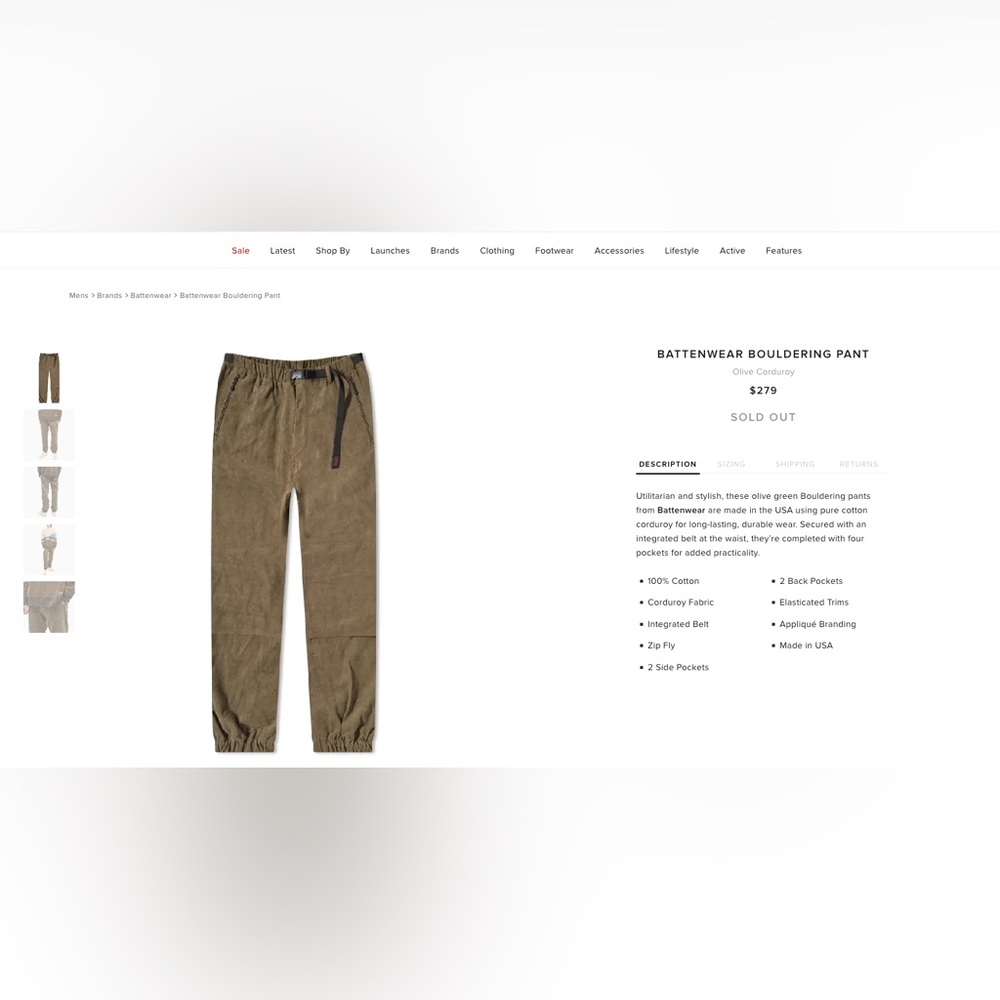 Battenwear Corduroy Bouldering Pants
